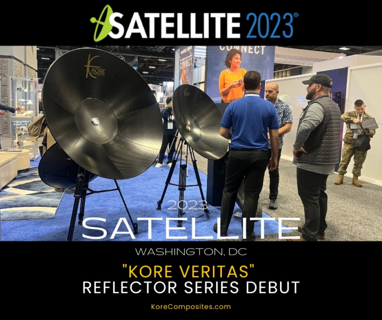 Kore Concepts debuts the first units of the Kore Veritas Standard Reflectors at the 2023 Via Satellite Conference
